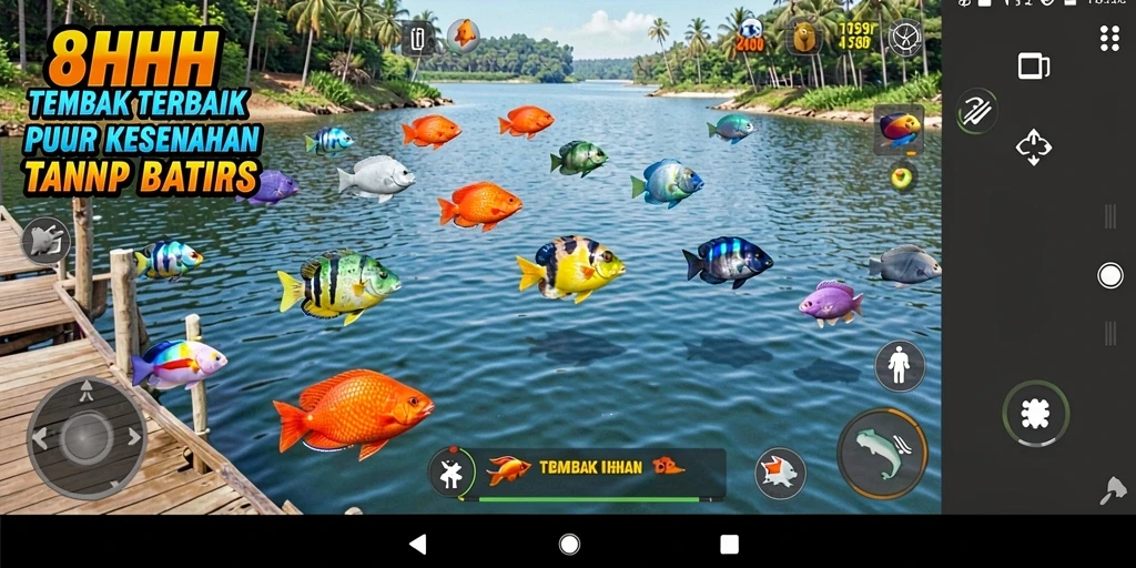 Tampilan gameplay menembak ikan yang seru dan penuh warna di 8HHH.