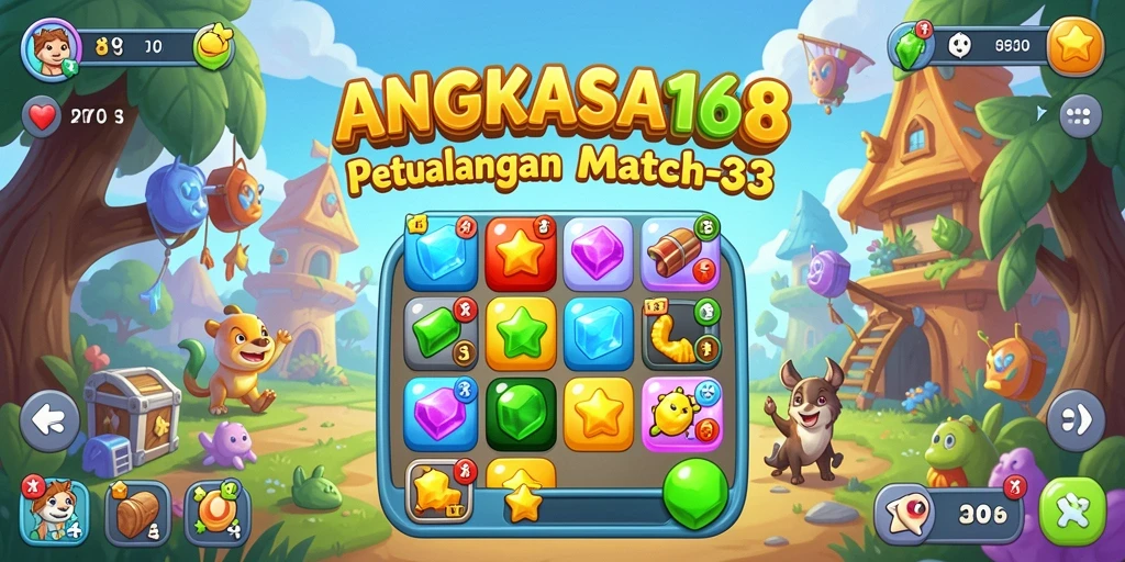 Screenshot gameplay ANGKASA168 menampilkan aksi mencocokkan yang seru.