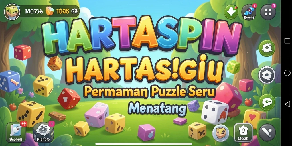 Tampilan gameplay HARTASPIN yang penuh warna dan menantang.