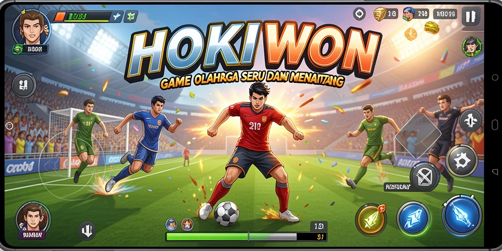 Screenshot menunjukkan aksi seru gameplay HOKIWON di lapangan.