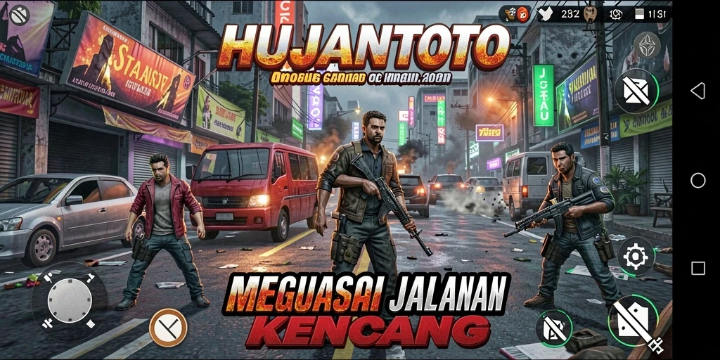 Tampilan gameplay seru dan action-packed dari HUJANTOTO.