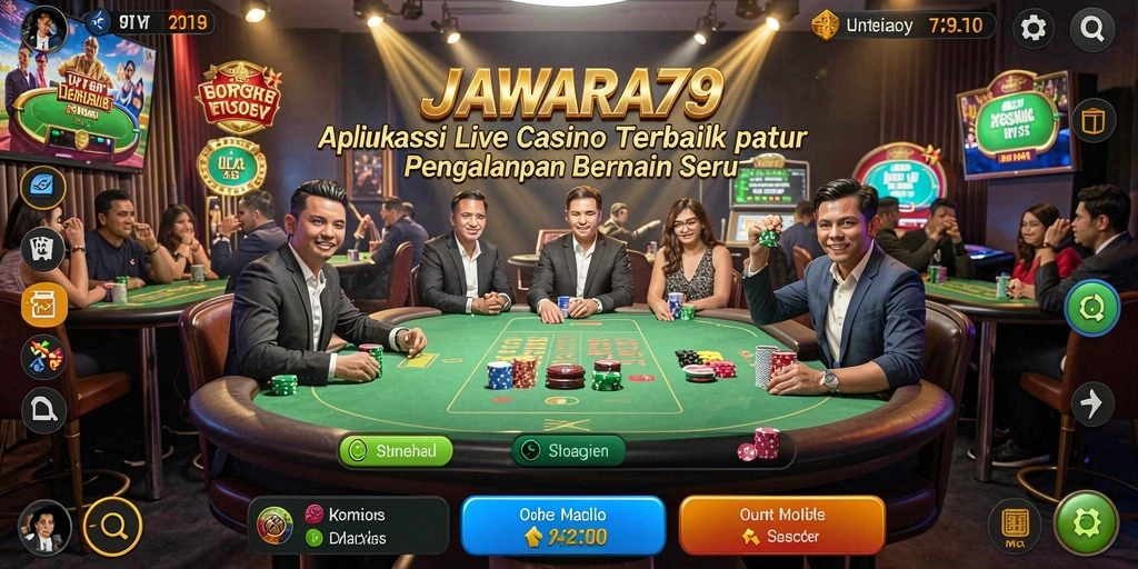 Screenshot gameplay JAWARA79 dengan dealer langsung dan permainan seru.