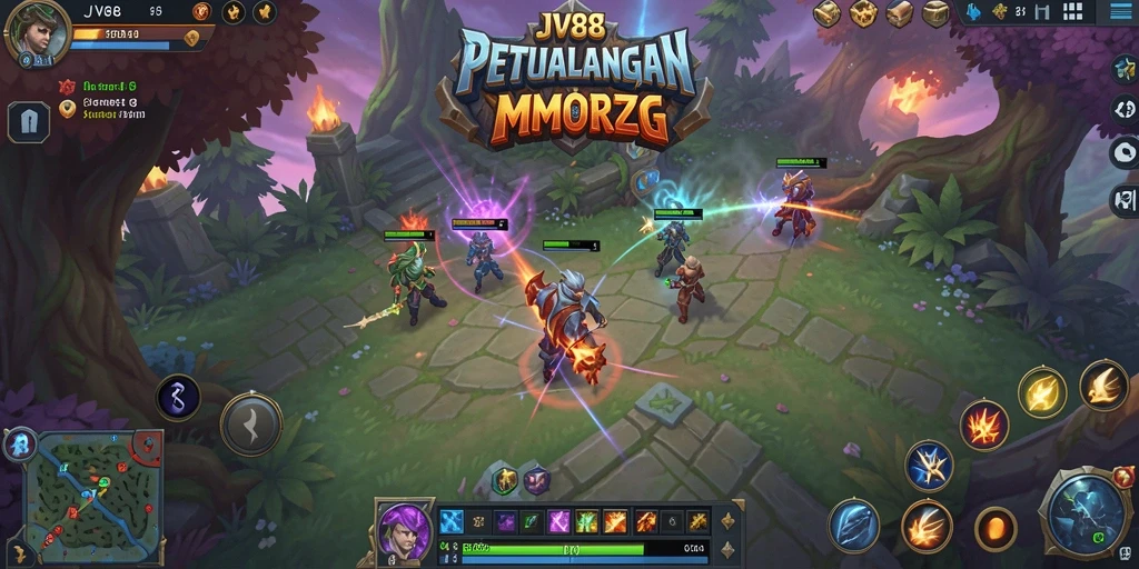 Tangkapan layar utama JV88 menunjukkan aksi pertarungan mendebarkan dalam dunia MMORPG.