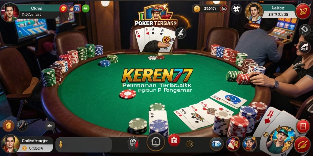 Tampilan gameplay Poker yang epik dan intuitif di KEREN77.