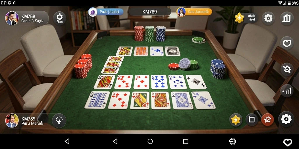 Screenshot gameplay KM789 menampilkan aksi seru dalam permainan Gaple.