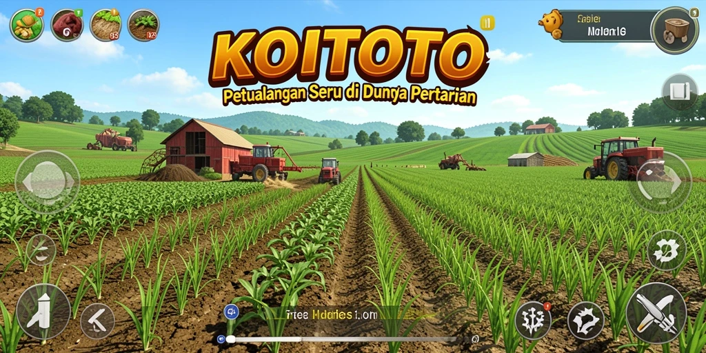 Tampilan gameplay menakjubkan di KOITOTO saat mengelola pertanian.