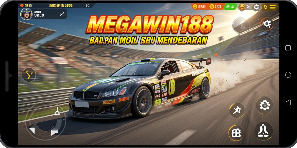 Tampilan gameplay balap yang seru dan mendebarkan di MEGAWIN188.