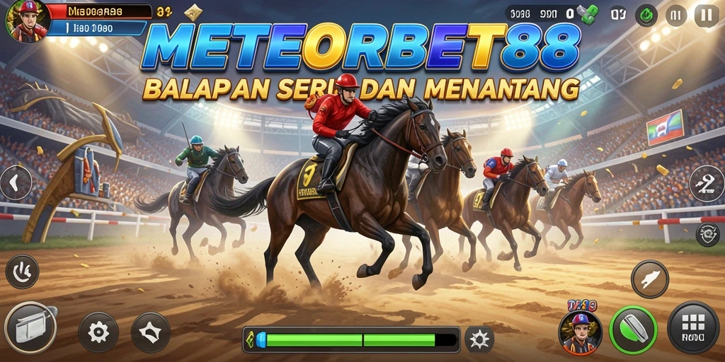 Gameplay METEORBET88 yang seru dengan balapan cepat dan mobil kustom.