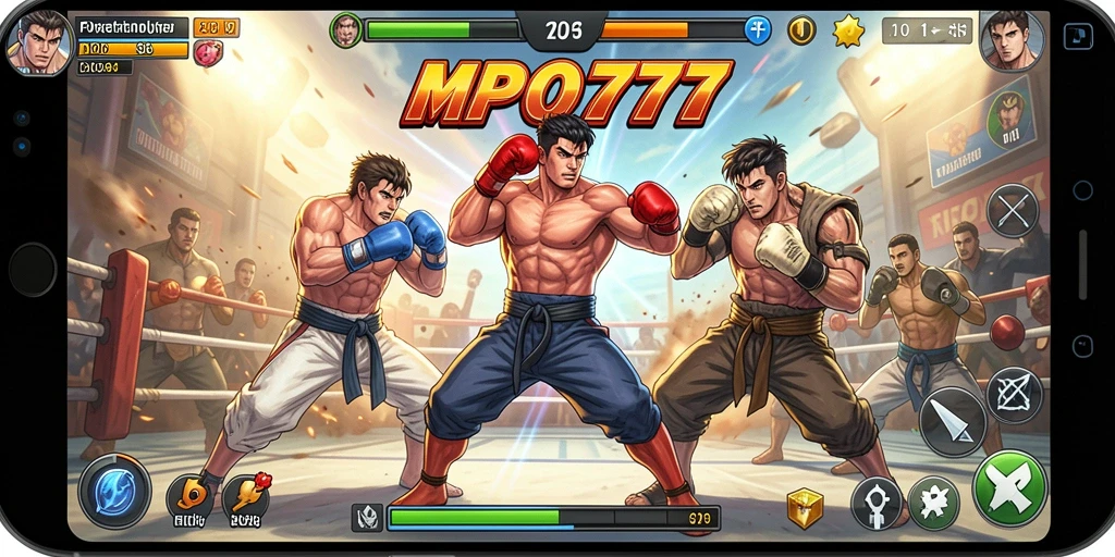 Gameplay seru di MPO777 menampilkan pertarungan epik antar karakter.