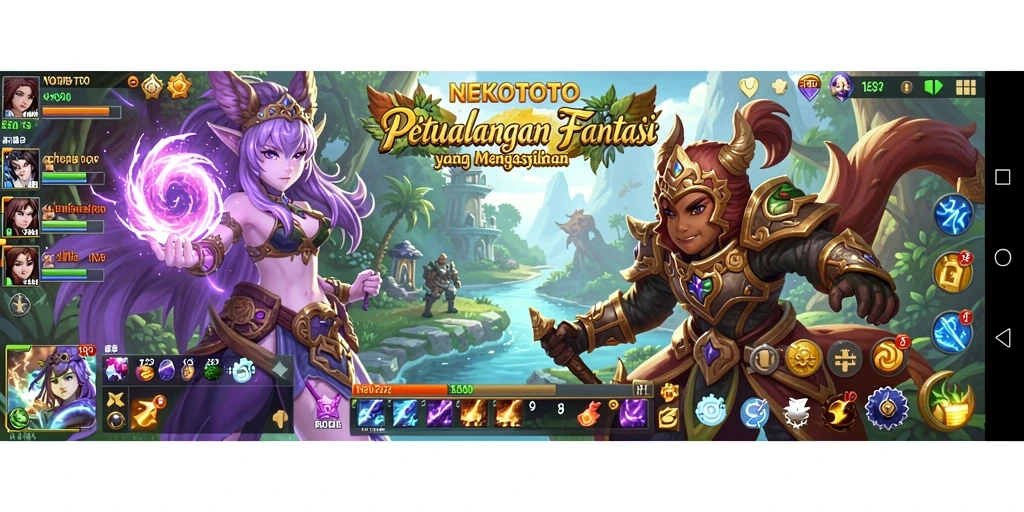 Tampilan gameplay NEKOTOTO yang epik dan penuh aksi.