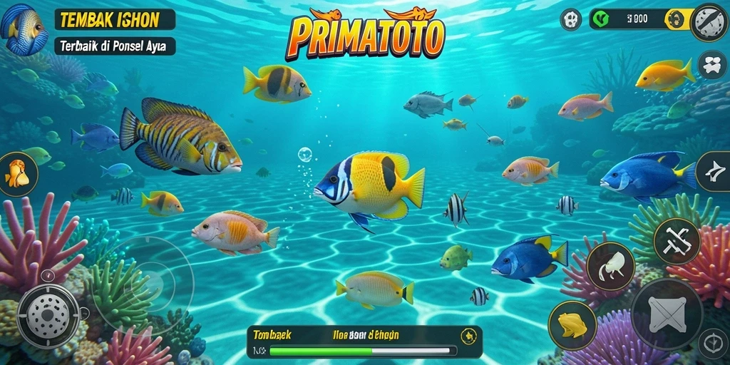 Tampilan gameplay PRIMATOTO yang memikat saat menembak ikan.