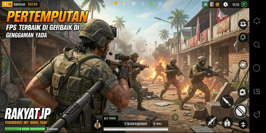 Gameplay RAKYATJP yang menegangkan dengan aksi tembak-menembak.