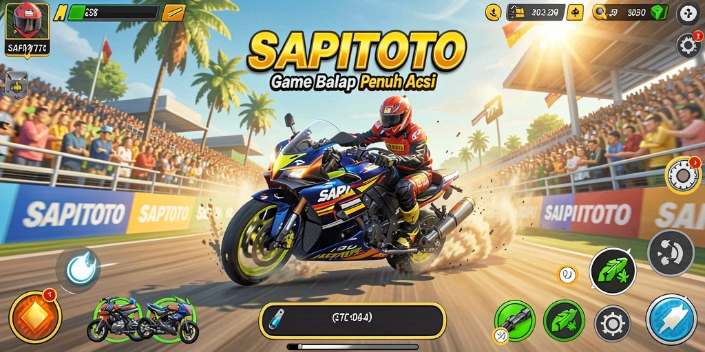 Screenshot SAPITOTO menampilkan balapan seru di lintasan yang menantang.