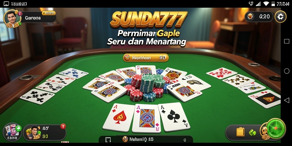 Menampilkan gameplay SUNDA777 yang seru dalam permainan Gaple.