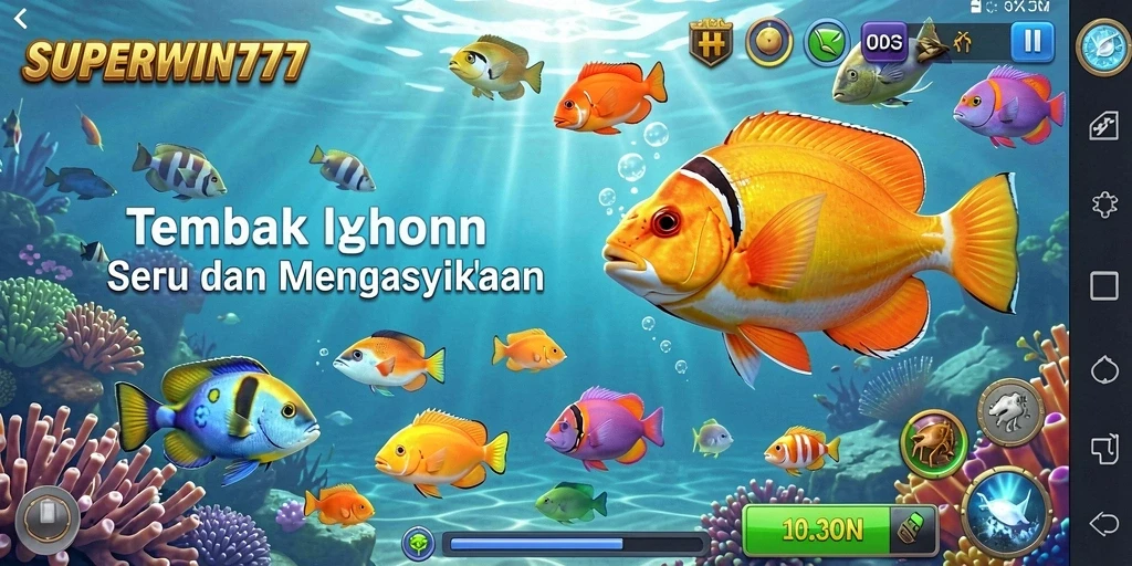 Gameplay seru dari SUPERWIN777 dengan menembak ikan.
