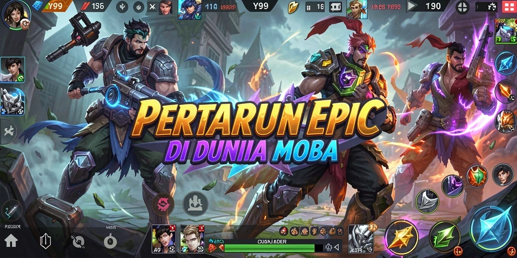 Tangkapan layar menampilkan aksi seru dalam gameplay Y89 MOBA.