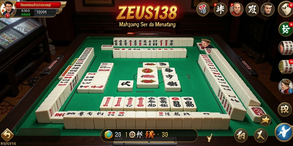 Tangkapan layar ZEUS138 menampilkan gameplay Mahjong yang mendebarkan dan penuh strategi.
